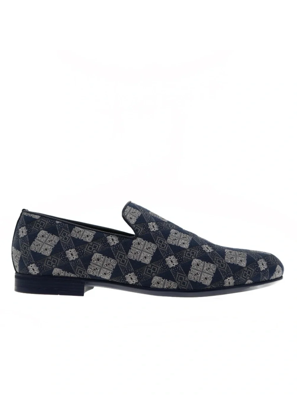 Jimmy Choo Sloane Loafer Shoes Blue Bandana Fabric Slip-On Size 11.5 New